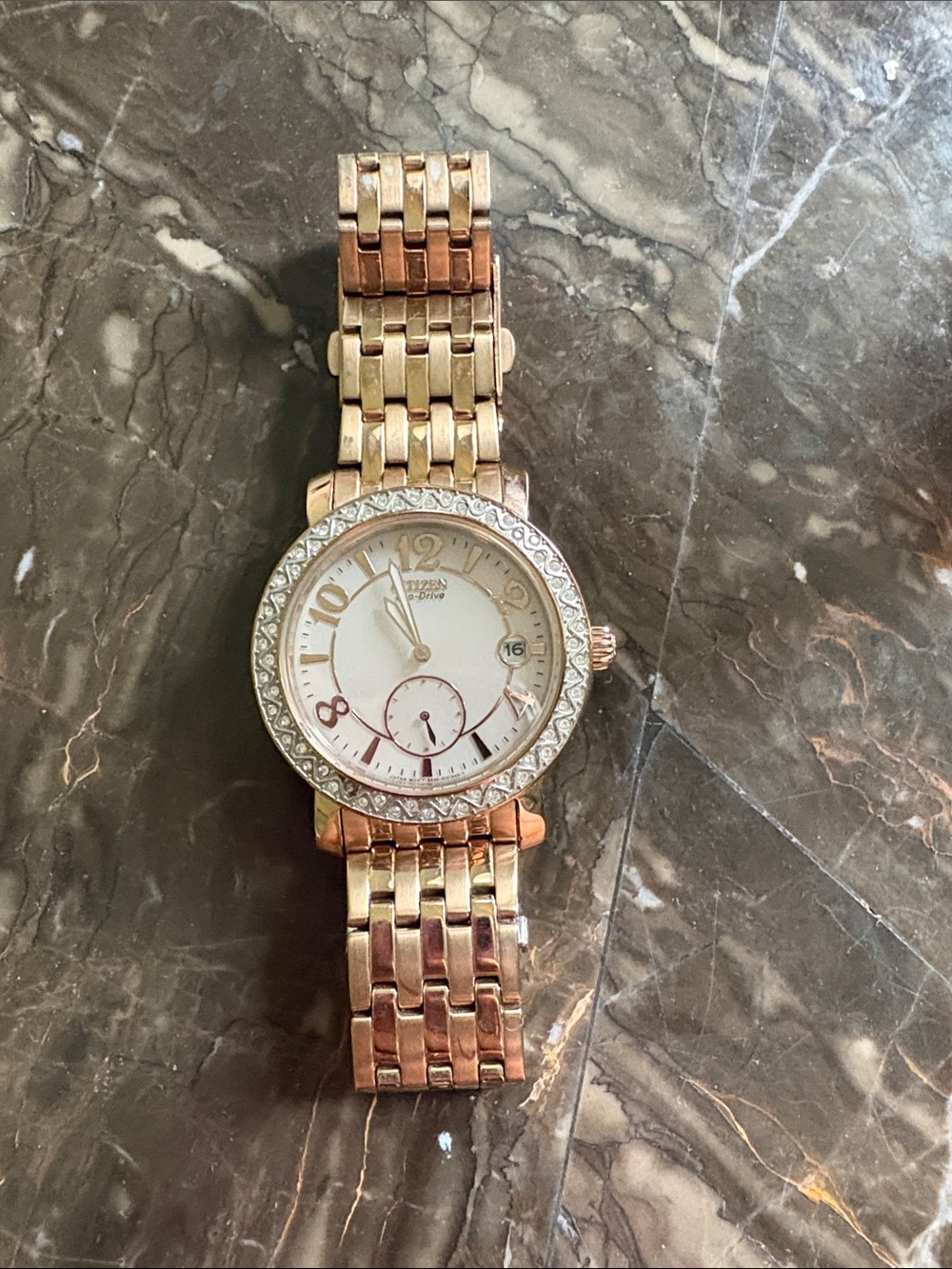 Citizen Two-Tone Rose Gold and Silver Women's Crystal Accent Watch